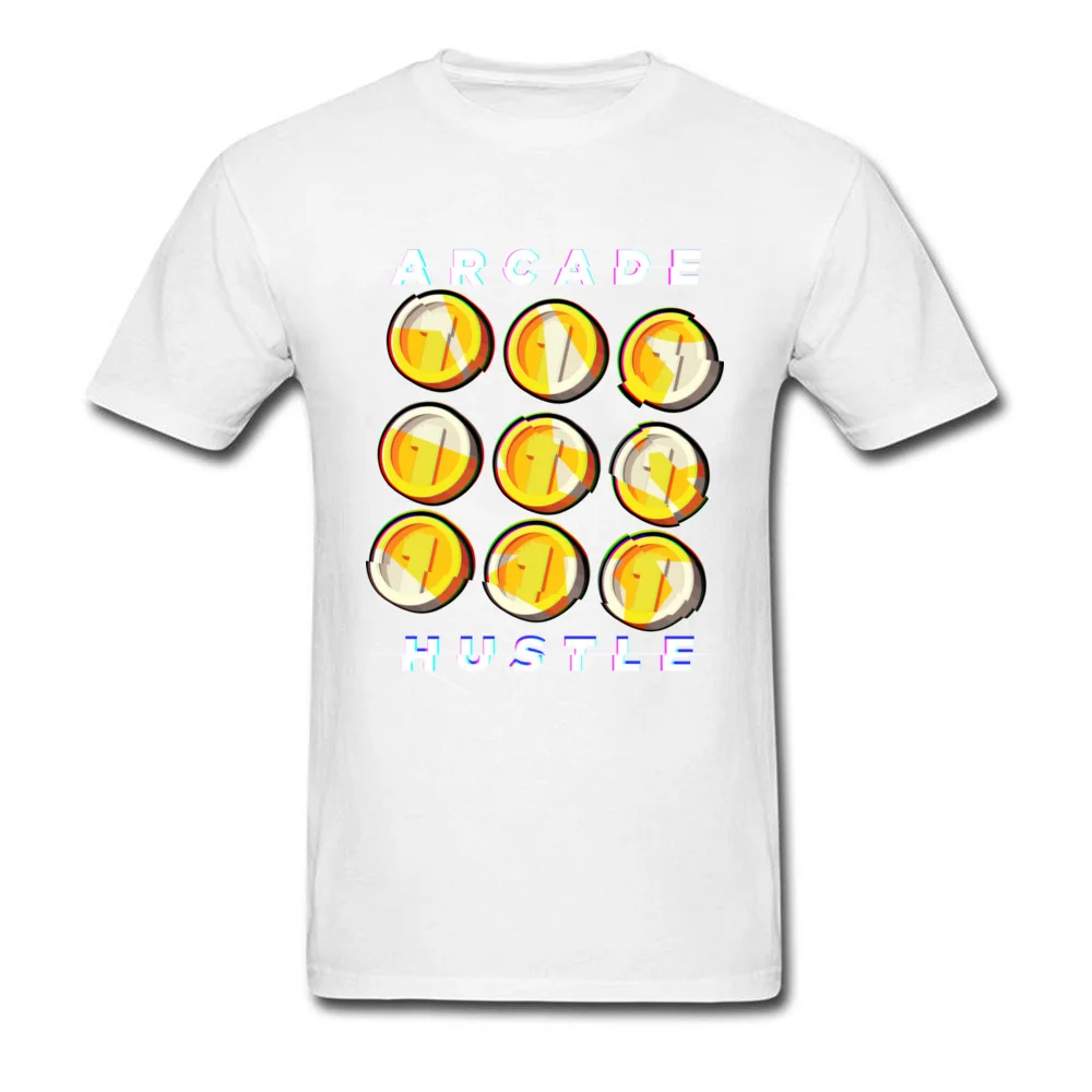 Slim Fit ARCADE HUSTLE Design T Shirt Crewneck Cotton Men's Tops & Tees Short Sleeve Summer Design Tee-Shirts Top Quality ARCADE HUSTLE white