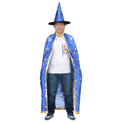 Взрослый костюм на Хэллоуин плащ/шляпа полный костюм ведьмы волшебника смерти плащ звезда печати многоцветный карнавал Пурим Стильный плащ костюмы - Цвет: 3