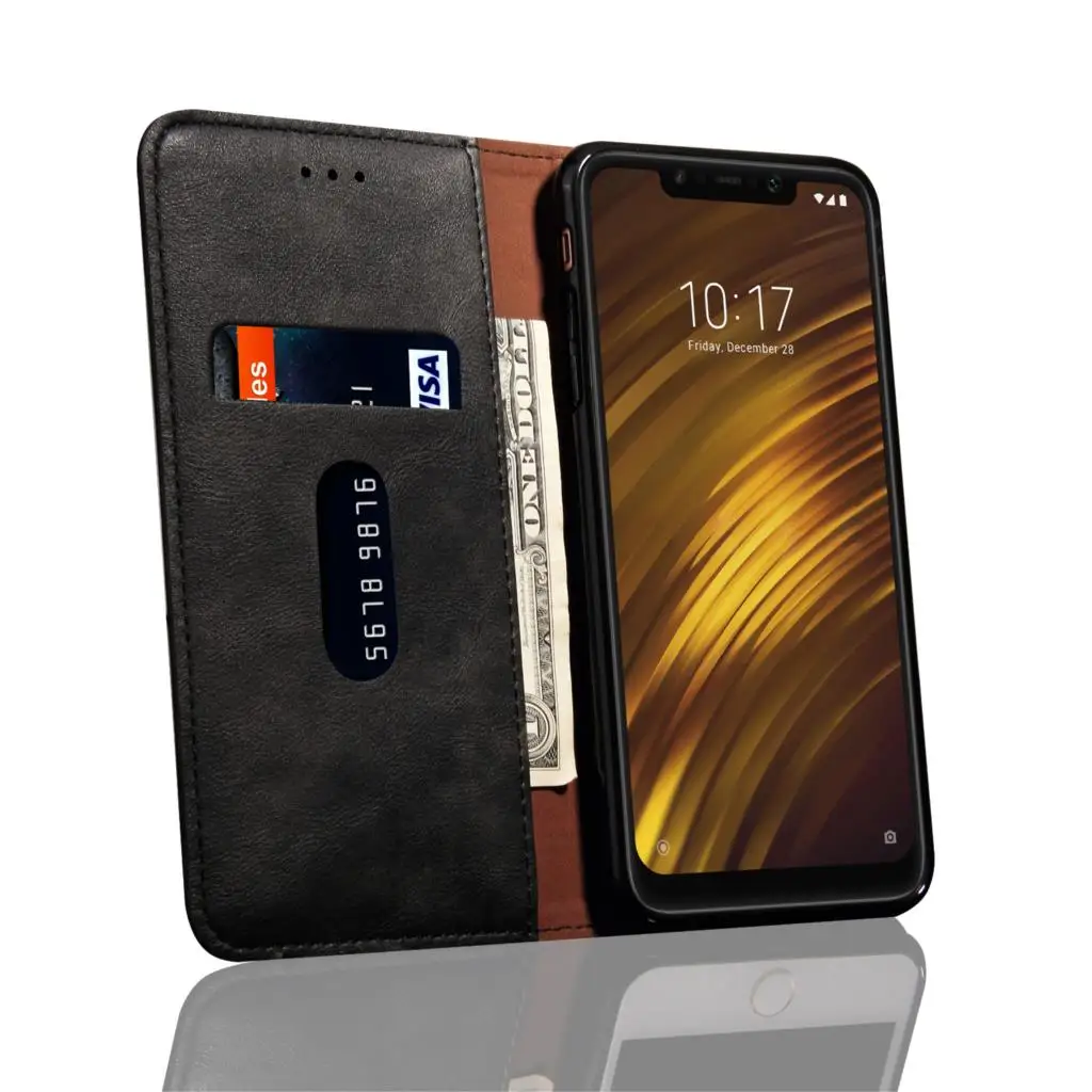 Винтажный чехол для Xiaomi PocoPhone F1 6 18 &quot кожаный книжка с подставкой Poco кошелек в