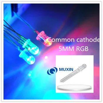 

100pcs 5mm RGB LED Common Cathode Tri-Color Emitting Diodes f5 RGB Diffused