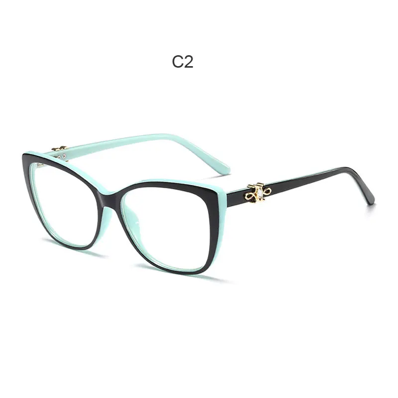 Кошачий глаз оптические очки оправа для женщин анти синий свет компьютер рецептурные прозрачные женские очки при близорукости дальнозоркость Светоотражающие УФ - Цвет оправы: C2
