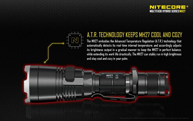 Lanterna com Leds Red Dot Award Vencedor Nitecore Mh27 1000 Lumen Cree Xp l oi v3 Usb Recarregável Led Rgb 8 O vencedor do prêmio de ponto vermelho