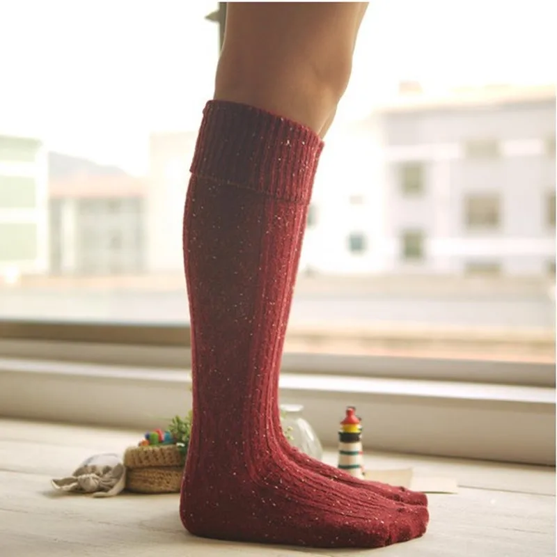 Winter Long Knee Thick Wool Socks Women's Cotton Thigh High Sexy Socks Winter Boot Socks Wholesale In Store Black Red Brown Gray
