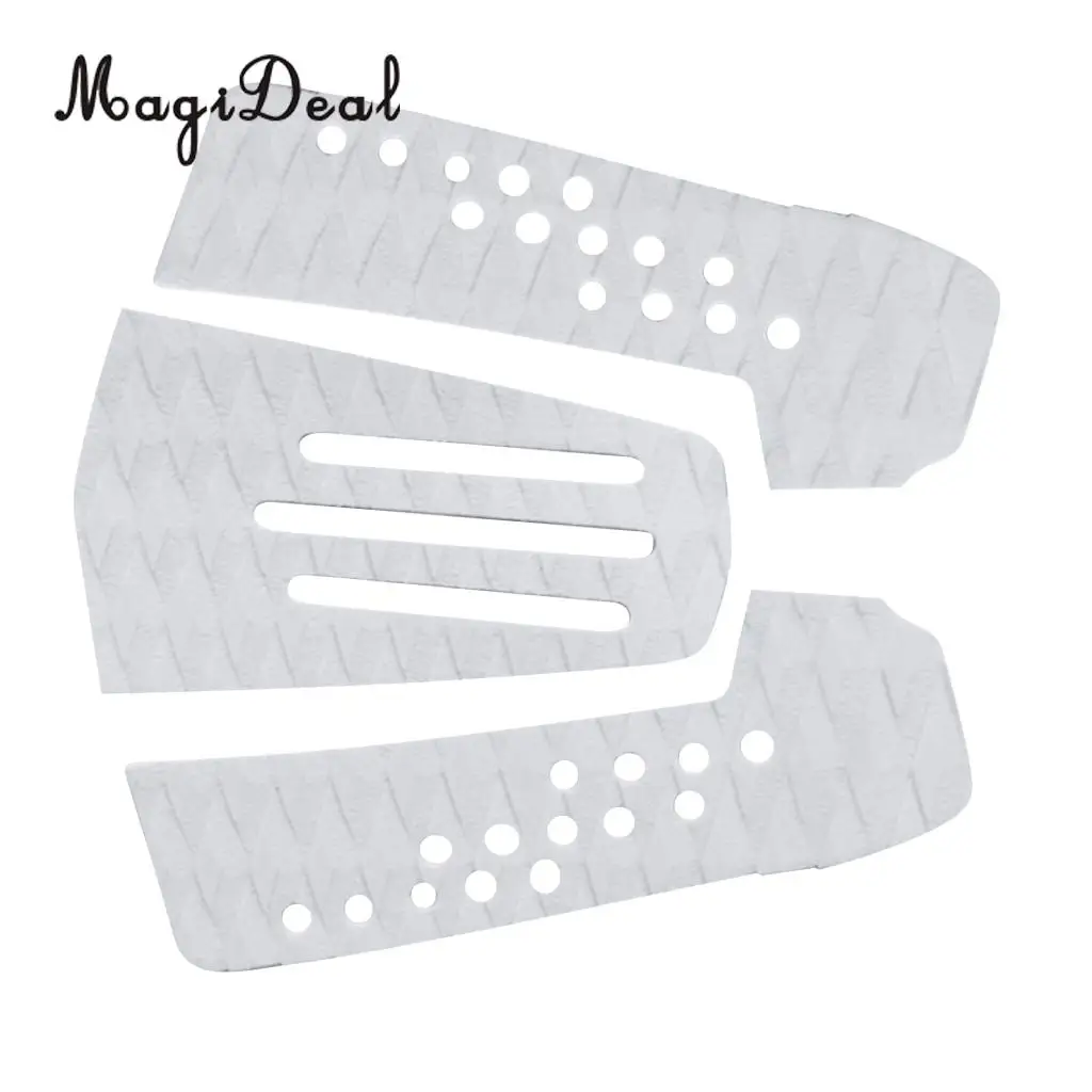 MagiDeal Top Quality 3Pcs Anti Slip EVA Surfboard Traction Tail Pads Surfing SUP Surf Deck Grips Mat Water Sport Accessory White