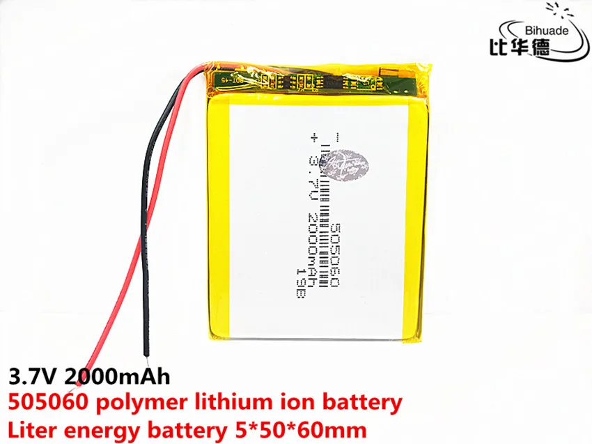 3 7 V 2000mAh 505060 литий полимерный ионный аккумулятор Lipo ячейки для домофона Bluetooth