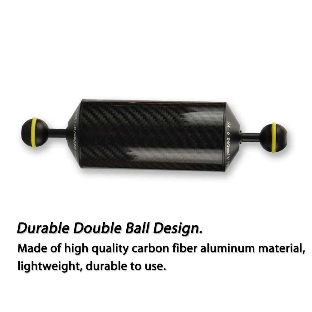 Braço de Fibra de Carbono Aquático Float Flutuabilidade Dupla Bola Flutuante Braço Mergulho Underwater Câmera Bandeja - Image 3