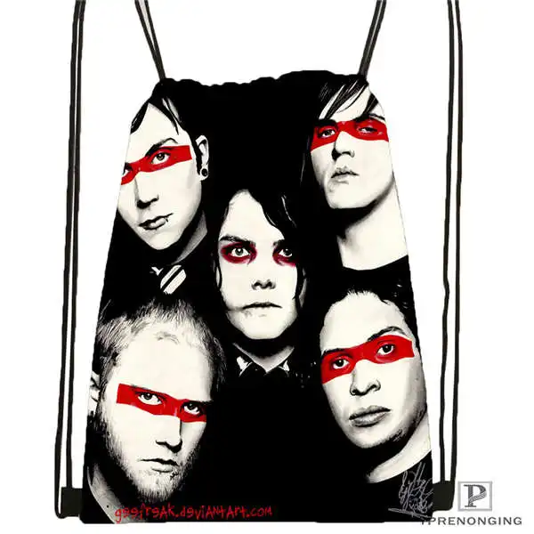 Custom its my chemical romance Drawstring Backpack Bag Cute Daypack Kids Satchel Black Back 31x40cm 180611
