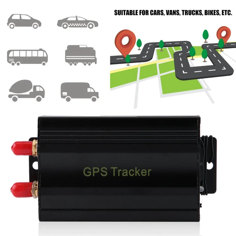 

Portable Cars GPS Tracking System GPS SMS GPRS Vehicles Tracker Locator TK103B With Remote Control Black