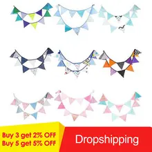 12 bandeiras 3.2m azul guirlandas para o aniversário algodão bunting banners pennant chuveiro do bebê casamento guirlanda bandeiras para decoração de festa