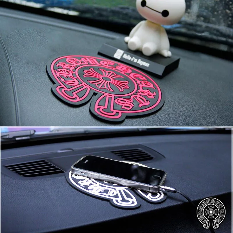 1PCS LOT Round Chrome Heart Car perfume anti slip pad phone slip mat For Citroen DS3