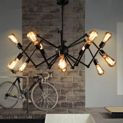 Loft Vintage Restaurant Bar Iron Chandelier American Country Expansion Bedroom Office Spider LED Chandelier Free Shipping 2017 suspension luminaria american rural vintage bedroom living room chandelier restaurant iron golden cloth lamp free shipping