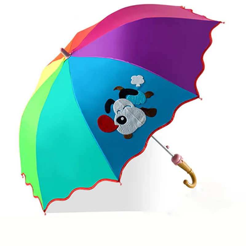

Cute Children Umbrella Cartoon Children Umbrella Primary School Rainbow Umbrella Long Handle Umbrellas Home Rain Gear WZP070