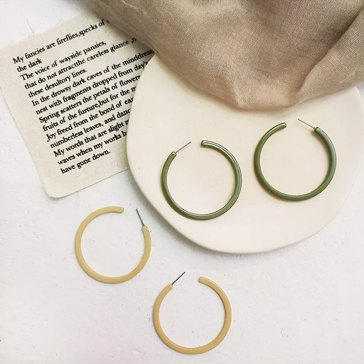 HUANZHI New Acetate Acrylic Big Circle Punk Hoop Earrings Large Round Loop C Shape Large Hoop Earring For Women Jewelry