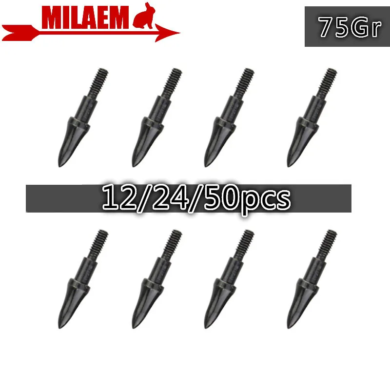 

12/24/50pcs Archery 75Gr Arrowhead Stell Broadheads Arrow Target Point Tips Compound Recurve Bow Hunting Shooting Accessories