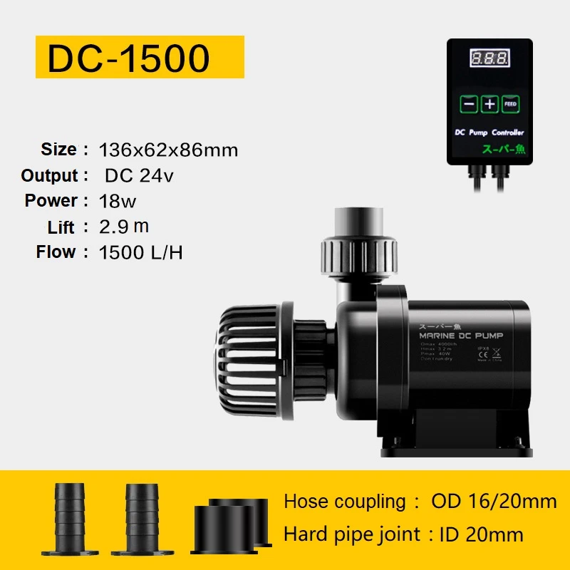 DC -1500 DC KUYU преобразователь частоты водяной насос превышает бесшумный свежий морской аквариум для аквариума погружаемый велосипедный Фильтрующий насос - Цвет: DC -1500