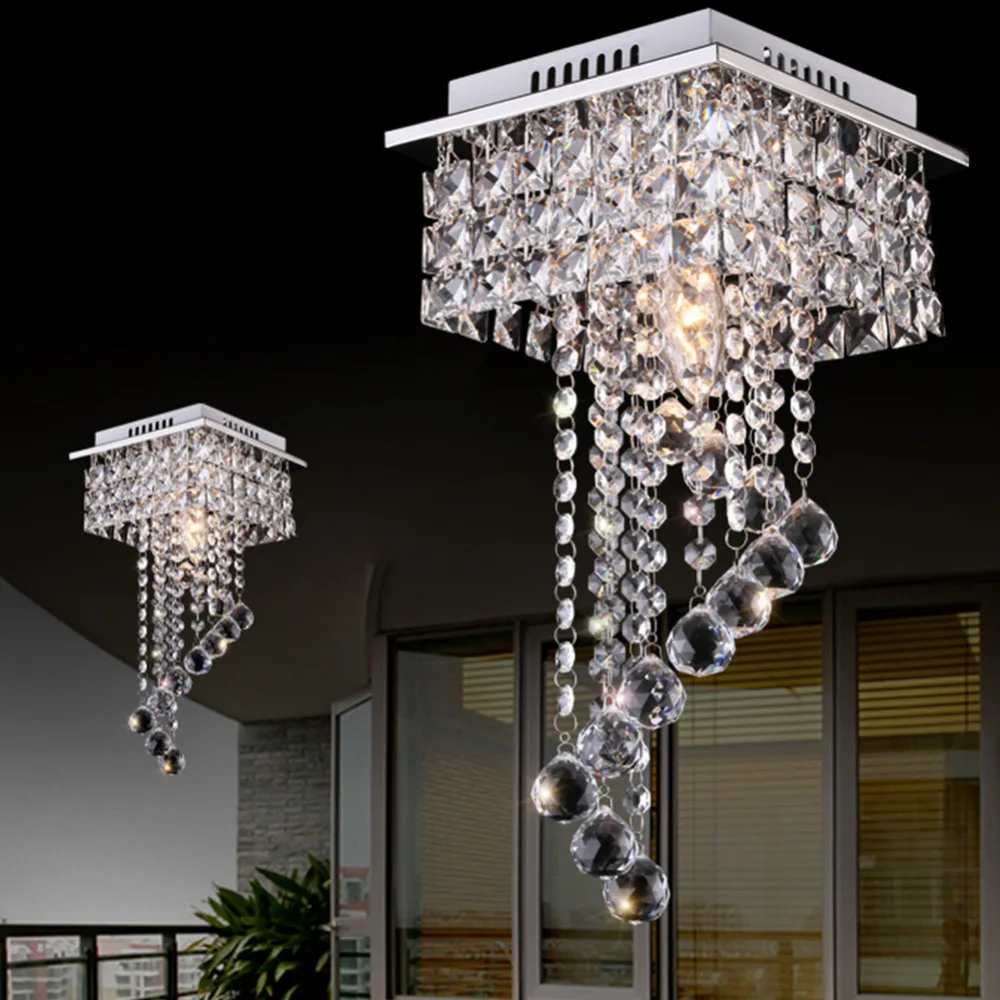 Modern Crystal Ceiling Light Fixture AC85 265V Transparent Crystal
