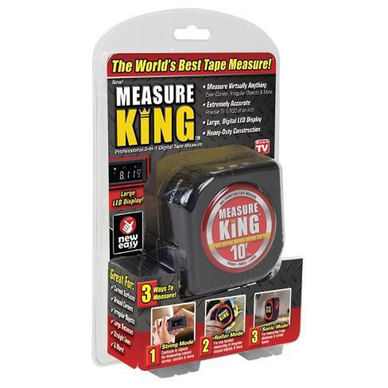 Measure King 3-in-1 Digital Tape Measure String Mode Sonic Mode and Roller Mode Universal Measuring Tool Furniture Accessories