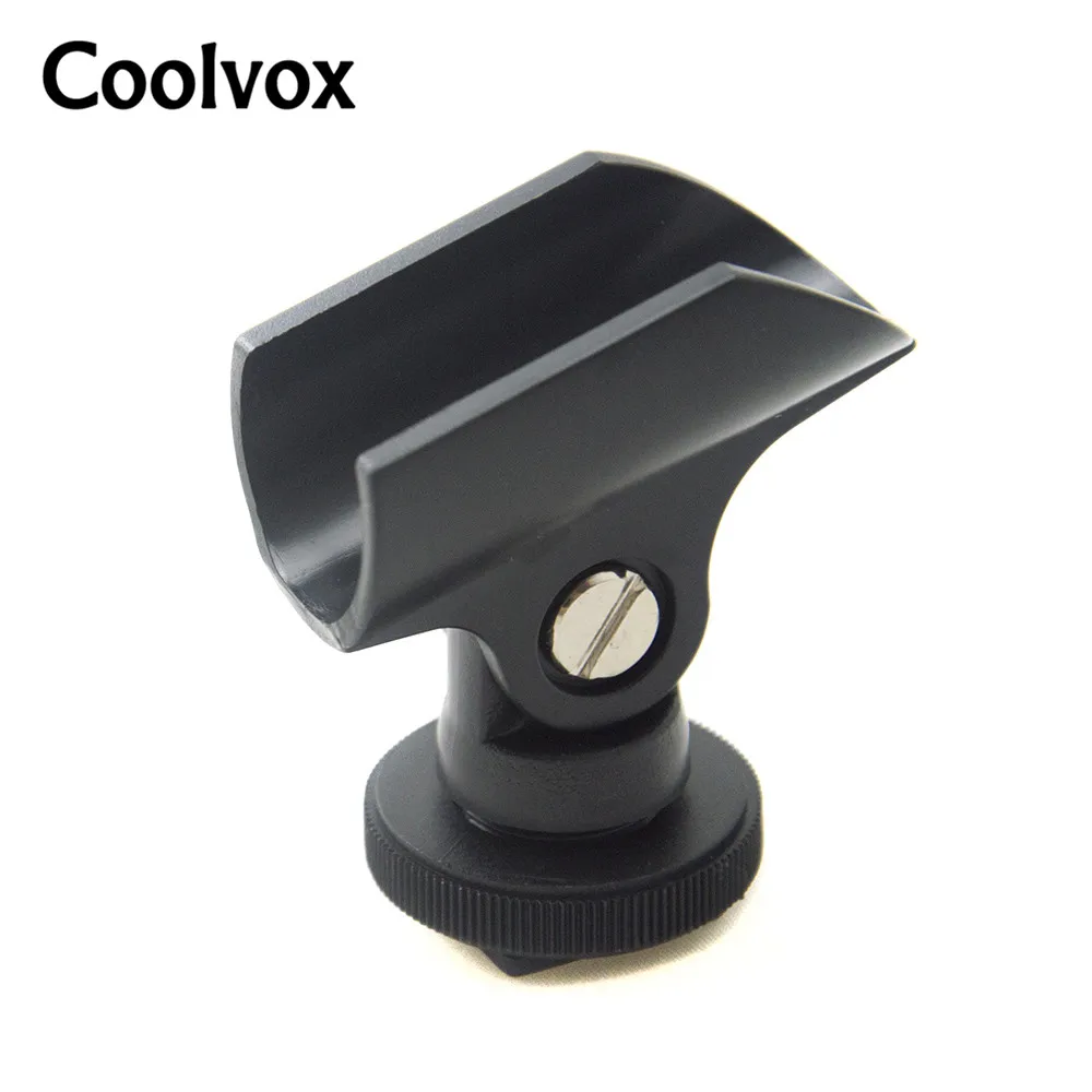 Coolvox Interview Microphone Stand Boots Light MIC Holder Flshlight Holder Hot Shoe& 1/4" Screw Hole for Sony Nikon DSLR Camera