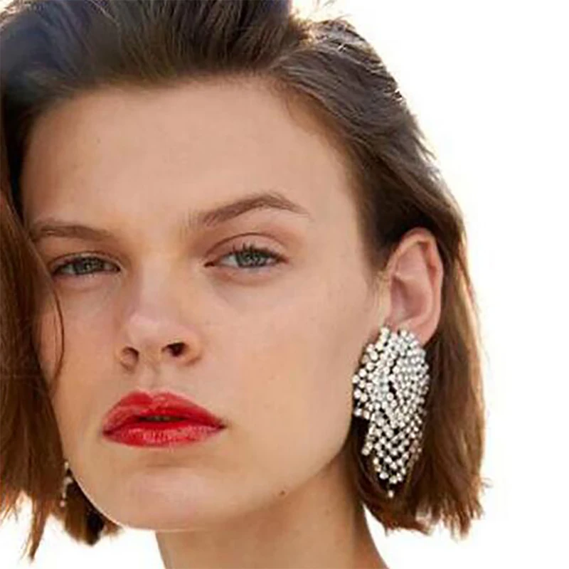 

Lalynnly ZA New Design Rhinestone Long Tassel Earrings For Women High Quality Bohemian Dangle Earrings Fashion Jewelry E34871