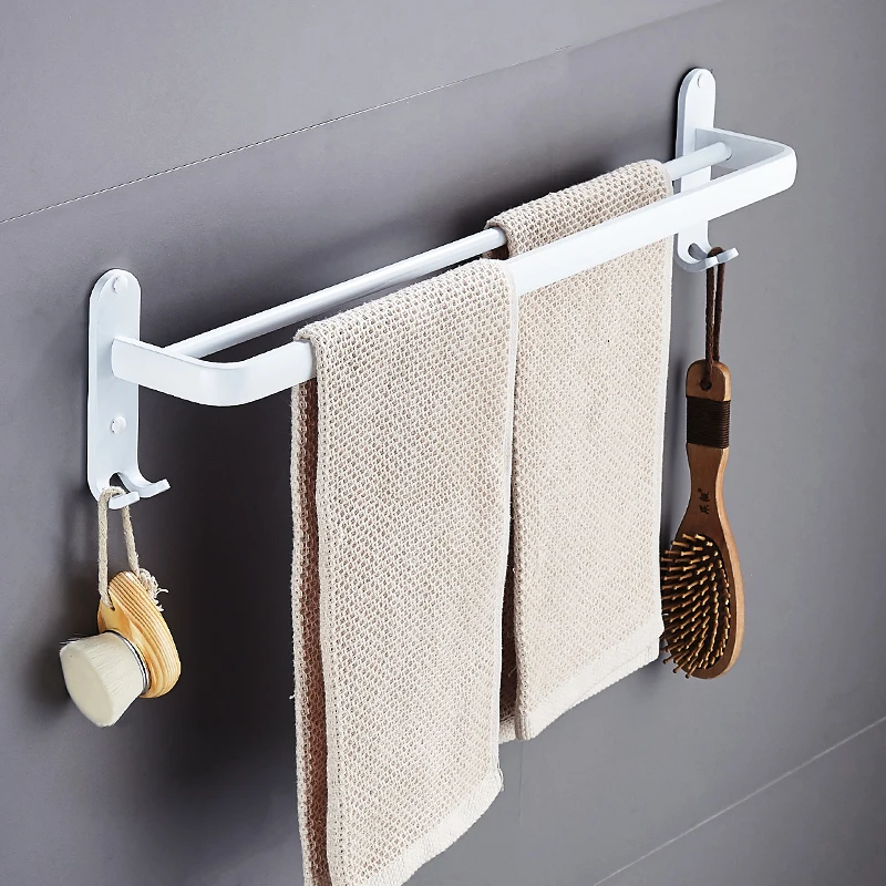 Cuarto de baño accesorios gratuito uñas de aluminio blanco baño Hardware conjuntos toalla Rack titular de papel higiénico titular de cepillo de ganchos