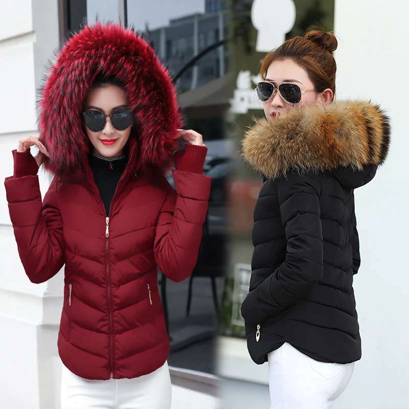 Парка женская с капюшоном и большим меховым воротником|women winter coat|women fashion coatfashion