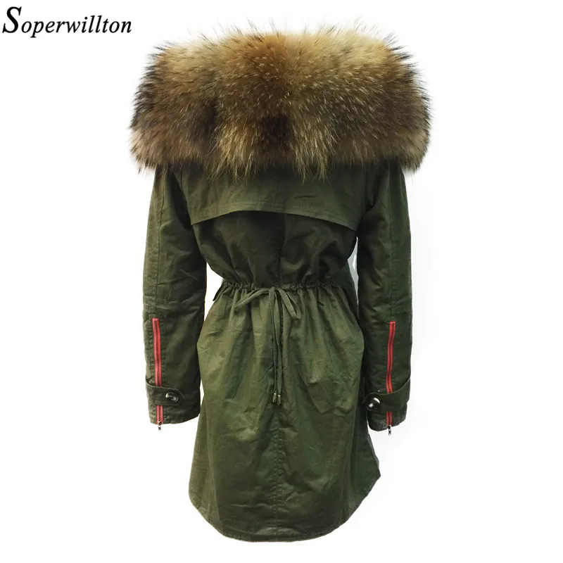 

Large Fur Hooded Parka Women 2019 New Winter Jackets Fur Trim Coat Luxury Real Raccoon Furs Ladies Coats 3 In 1 Detachable #B2
