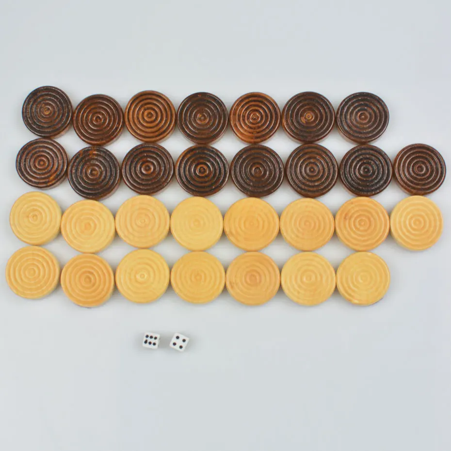 30PCS/Set Wooden Foreign Trade Chess Selling Accessories Chess Backgammon Chess Pieces with 2peice dices free shipping