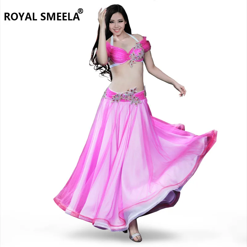 Женский комплект для танца живота, костюм для танца живота, одежда, сексуальный ночной танец живота, карнавальный набор 8663 - Цвет: Pink