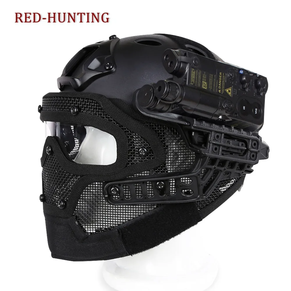 Новое прибытие тактический страйкбол Пейнтбол Быстрая Система G4/комплект PJ шлем с полным лицом маска очки черный