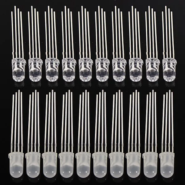 

10PCS/lot 5mm RGB LED Common Cathode 4-Pin Tri-Color Emitting Diodes f5 RGB