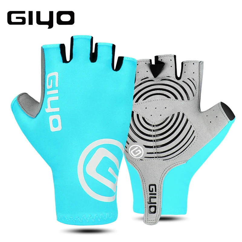 Giyo Cycling Gloves Cycling Half Finger Gloves Anti-slip Bicycle Mittens Racing Road Bike Glove MTB Biciclet Guantes Ciclismo - Цвет: Blue Glove S02