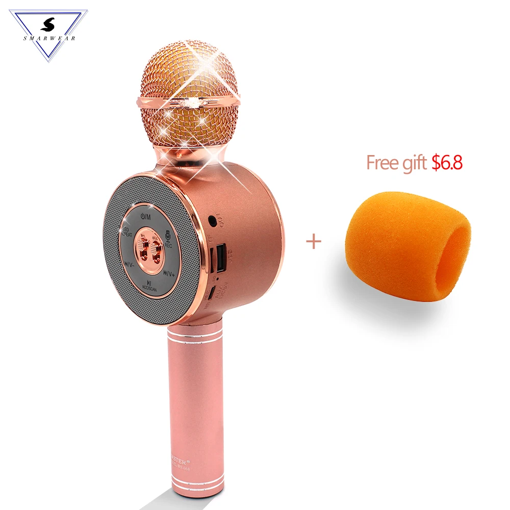 

NEW WS668 Wireless microphone bluetooth microphone karaoke Speaker voice changer microphone for PC phone LED Disc light pk ws858