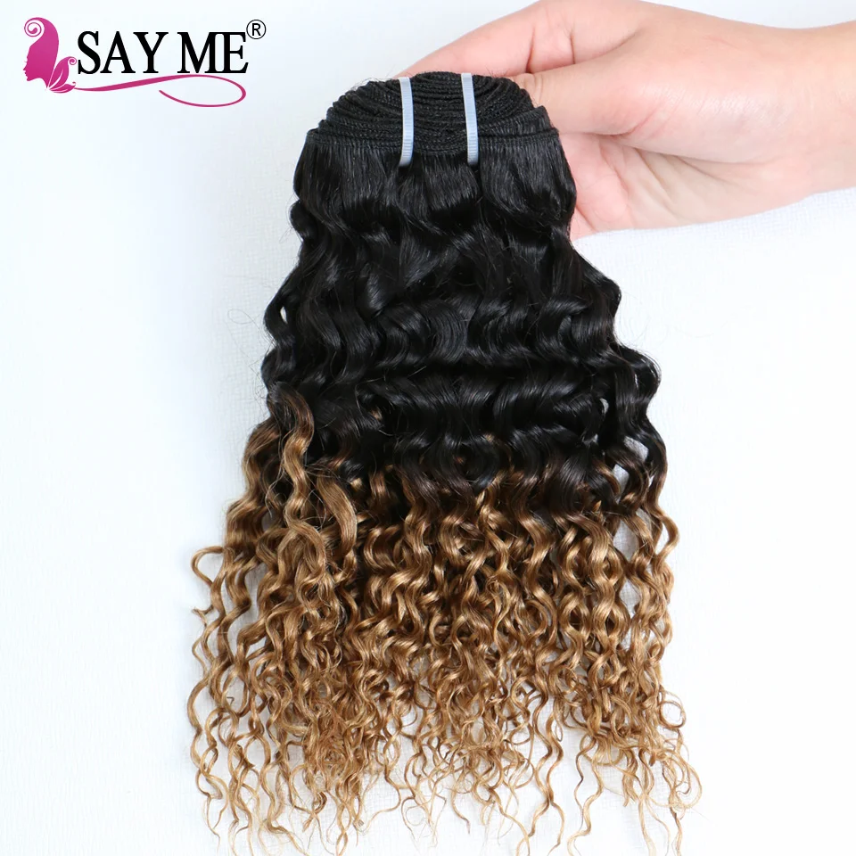 SAY ME Ombre Brazilian Hair Two Tone T1B27 Kinky Curly Virgin Human Hair 10 Inch Only Bob Hair Style Black And Blonde Weave SAY ME Ombre Brazilian Hair Two Tone T1B27 Kinky Curly Virgin Human Hair 10 Inch Only Bob Hair Style Black And Blonde Weave