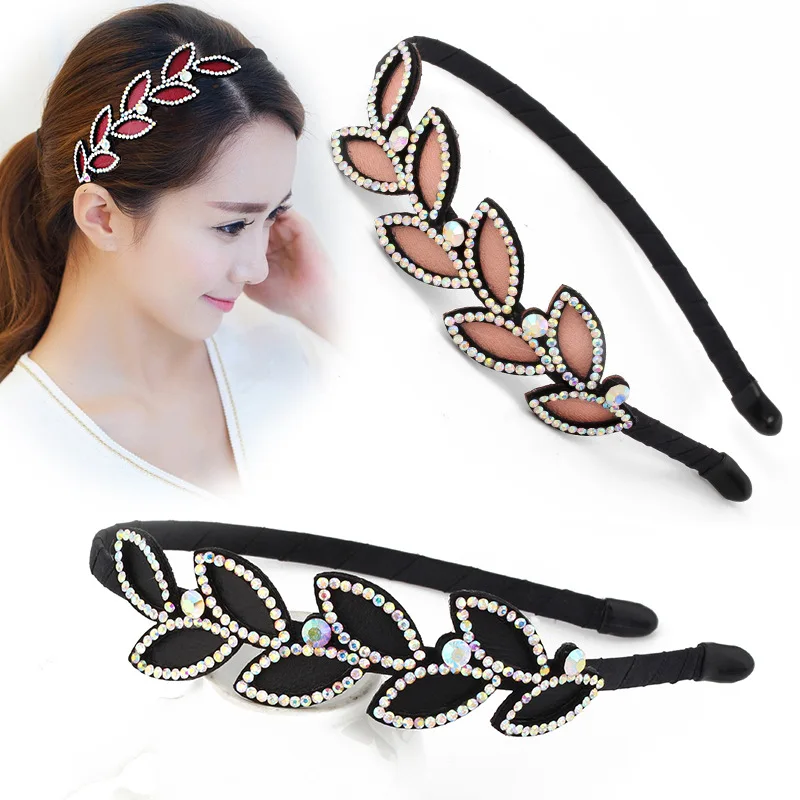 

Top Fashion leaf shape Rhinestone Crystals Teeth Hoop Hairbands For Women Girls Headwear Hair Bands accesorios para el pelo