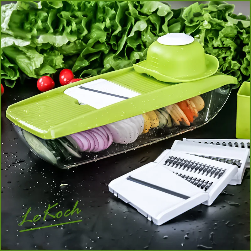  Adjustable Mandoline Slicer with 4 Interchangeable Stainless Steel Blades -Vegetable Cutter Peeler Slicer Grater BOX 