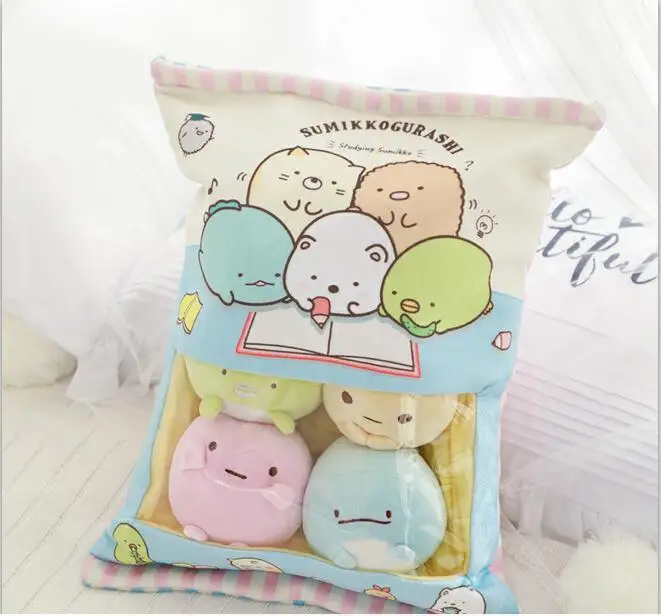 45 см* 35 Sumikko Gurashi угловой био подушка в том числе маленькое создание милый кот динозавр медведь Пингвин курица Плюшевые игрушки 6 шт./компл - Цвет: color