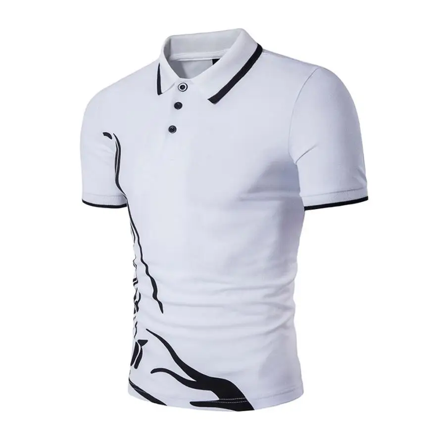 

CHAMSGEND 2018 Casual Men's Slim Print Button Standing collar Short Sleeve Casual Shirt Tee Tops Drop Shipping 2F8&*