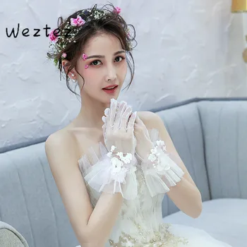 

Bridal Wedding Gloves Short All-Finish Lace Lace Gold Flower Embellishment Wedding Accessories Decorations ST034