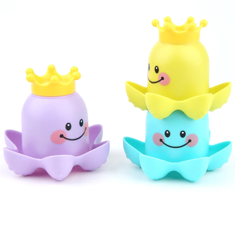 One Set/3 Pcs Creative Plastic Cartoon Animals Baby Bath Toys Lovely Stacking Cups Bath Time Baby Toy Funny Games Birthday Gifts