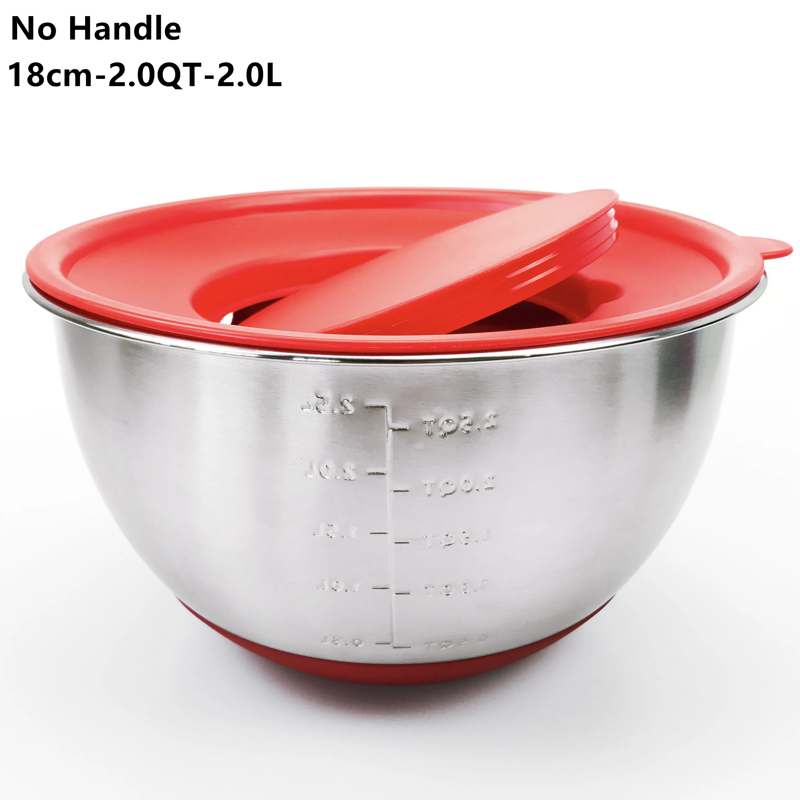 18cm Without Handle Лучший 304 нержавеющая сталь со шкалой Нескользящие миски для смешивания с насадками для терки ручка для носика и крышка инструмент для приготовления пищи - Цвет: 18cm Without Handle