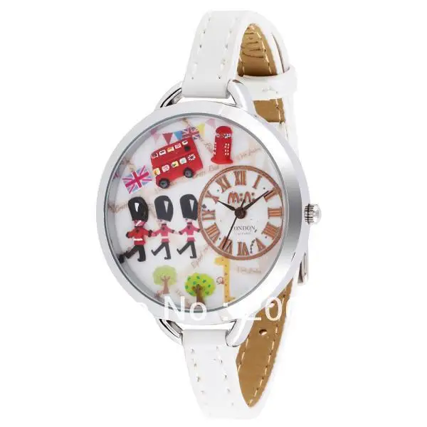 

MN974B MINI watch 3D LONDON watch DIY Handmade Genuine Leather Quartz Ladies watch 1pc+free shipping