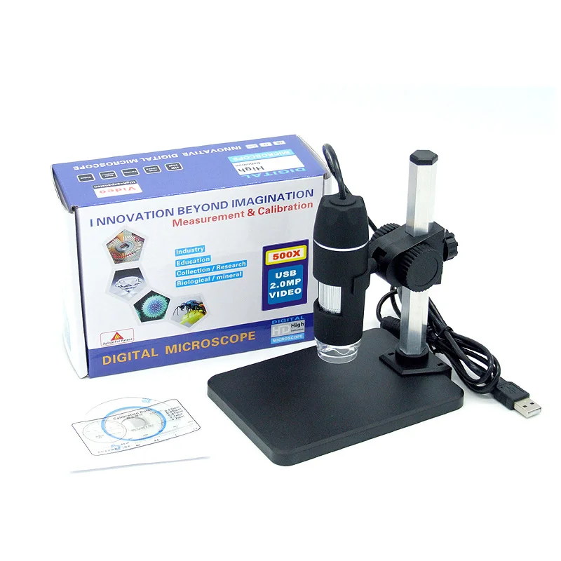 

1-500x Continuous Zoom USB Digital Microscope + Holder(new) For Electronic Repair 8-LED Endoscope With Measurement Software