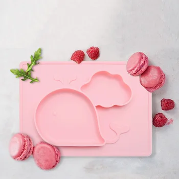 

28*20cm Cute Baby Dishes Bowl Infant Feeding Plate Tray Food Dish Silicone Placemat For Baby Eating