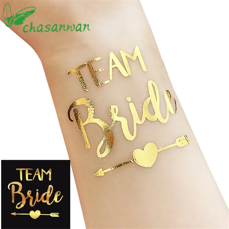 

10Pcs Bride Team Gold Stickers Temporary Tattoo Sticker Bride To Be Bridal Gift Bachelorette Party Wedding Decoration.