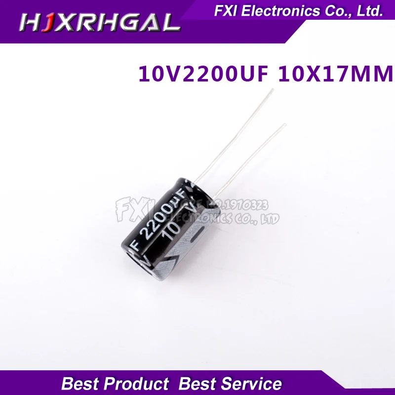 20 шт 10V2200UF 10X17 мм 2200 мкФ 10V 10*17 электролитический конденсатор с алюминиевой крышкой