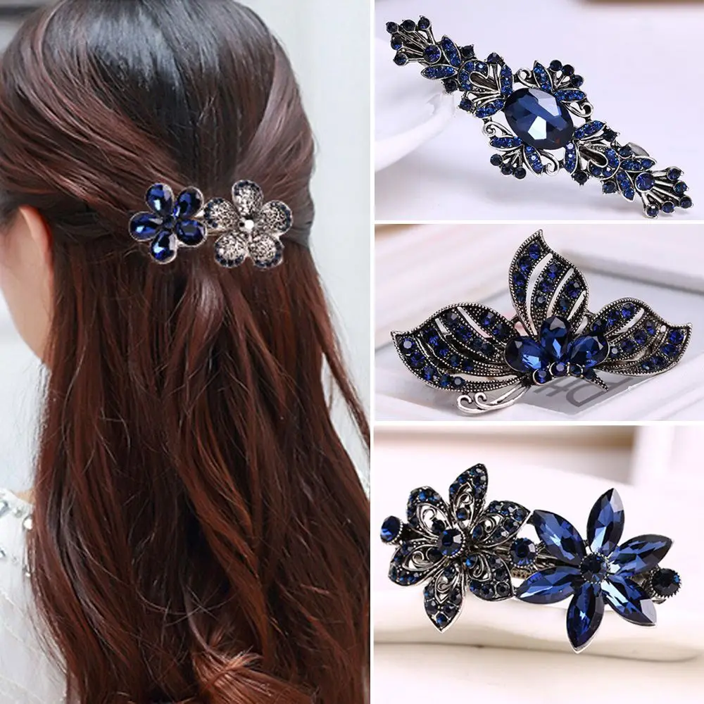 

1PC Crystal Rhinestone Flower Butterfly Hairpin Clip Metal Hair Pin Barrette Full Drill Hair Clip Heart Peacock Hair Accessories