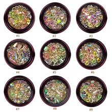 1Box Multi-color Nail Art Glitter Heart/Horse eye Shape Nail Art Rhinestones Diamonds Mixed Beads 3D Tips DIY Decoration ZJS01-1 10 pieces chic rhinestones butterfly shape diy nail art decoration