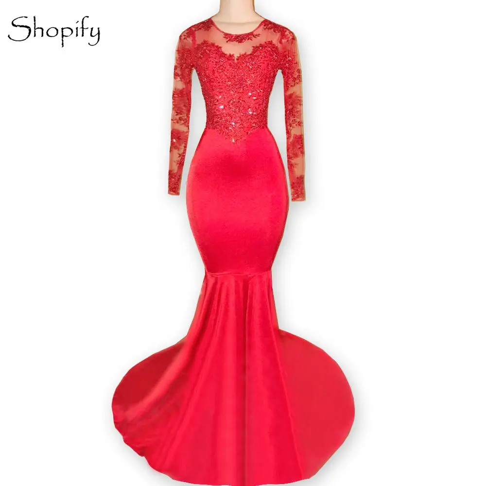 Red lace top prom dress Clearance