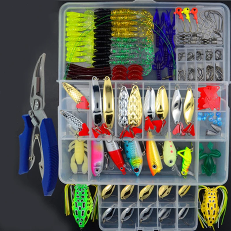 205/206/207 unids Señuelos de Pesca Set mixto Minnow Alicates de agarre cuchara ganchos de atraer Kit de caja de cebo Artificial, de Pesca ER025 205/206/207 unids Señuelos de Pesca Set mixto Minnow Alicates de agarre cuchara ganchos de atraer Kit de caja de cebo Artificial, de Pesca ER025
