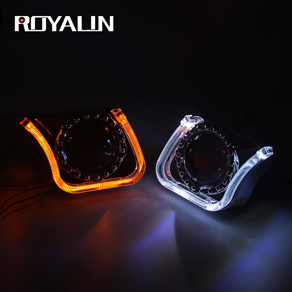 ROYALIN автомобильный 3 0 H1 Bi Xenon линза переключаемый светодиодный ангельские глазки